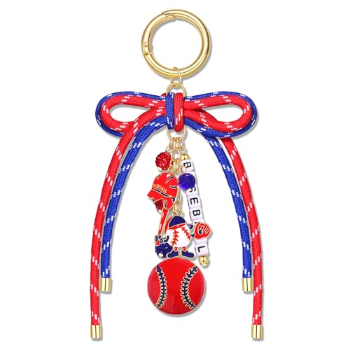 PHALIN Football Baseball Basketball Golf Bag Charms Keychain for Women Men Bow Purse Charm Sport Mom Gifts - style: Baseball-4