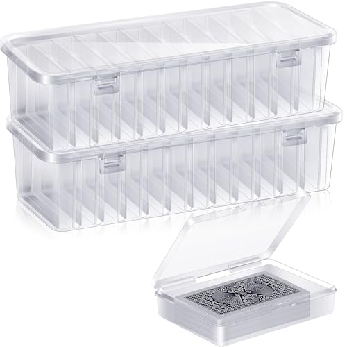 24 Pcs Playing Card Box, Clear Trading Card Storage Organizer 3.86 x 2.91 x 0.94 Inch Plastic Card Deck Case Snap Closed Holder Storage Organizer for Gaming Cards, Business Card Storage (24)