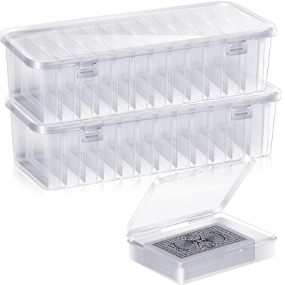 24 Pcs Playing Card Box, Clear Trading Card Storage Organizer 3.86 x 2.91 x 0.94 Inch Plastic Card Deck Case Snap Closed Holder Storage Organizer for Gaming Cards, Business Card Storage (24)