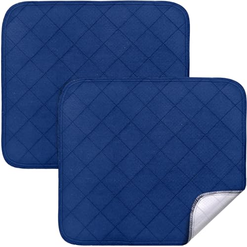 Waterproof Chair Pads for Incontinence 18" x 16", 2 Pack Non Slip Absorbent Wheelchair Reusable Seat Protector, Washable Seat Covers for Chairs, Navy - color: Navy, size: 18x16 Inch