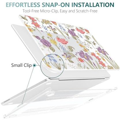 DONGKE Compatible with MacBook Neo 13 Inch Case 2026 A3404 A18 Pro chip & Touch ID, Plastic Hard Shell with Keyboard Cover, Screen Protector & Dust Plugs, Botanical Floral - color: Botanical Floral