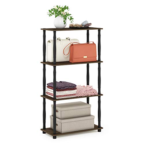 Furinno Turn-N-Tube 4-Tier Multipurpose Shelf Display Rack, Classic Tubes, Columbia Walnut/Black - color: Columbia Walnut/Black, size: 4-Tier Classic Tube