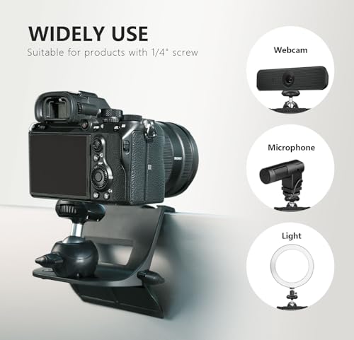RAUBAY 【CM01】 Monitor Top Camera Mount Clamp, Hanging Webcam Stand with 1/4" Screw, Suitable for Flat-Screen Monitors, for Live Stream, Video Conferencing, YouTube, TikTok, etc. - style: CM01