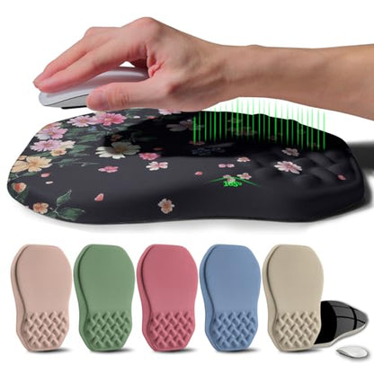 Ergonomic Raised Mouse Pad Wrist Support with Bilateral Slope Memory Foam Mousepad for Wrist Rest and Carpal Tunnel Pain Relief 11.8x7.9〃Flowers Bloom and Fade - color: Flowers Bloom and Fade