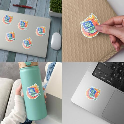 3 Pcs Too Many Tabs Sticker, Funny Computer Humor Sticker, Laptop on Fire Meme Stickers, Sarcastic Work from Home Quote Stickers Die-Cut Waterproof for Laptop Water Bottle Phone Window Helmet