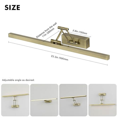 5W LED Wireless Picture Lights with Remote and Timer 23.6'' Inch Rechargeable Antique Bronze Gallery Lighting Battery Operated Art Lights Over Frame Portrait - color: Battery Operated Antique Bronze, size: 23.6 inch