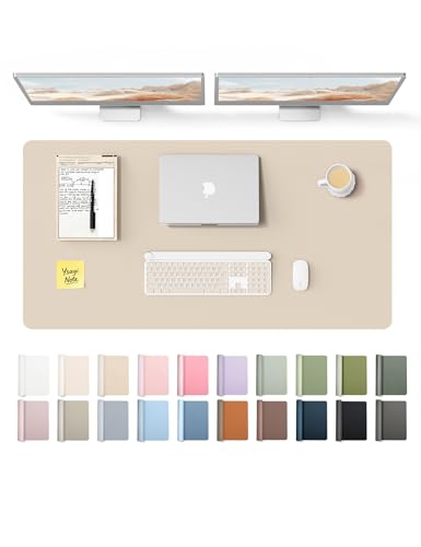YSAGi Leather Desk Protector, Office Mat, Large Mouse Mat, Non-Slip PU Leather Blotter, Laptop Pad, Waterproof Writing Pad for Office and Home (Eggshell, 47.2" x 23.6") - color: Eggshell, size: 47.2" x 23.6"