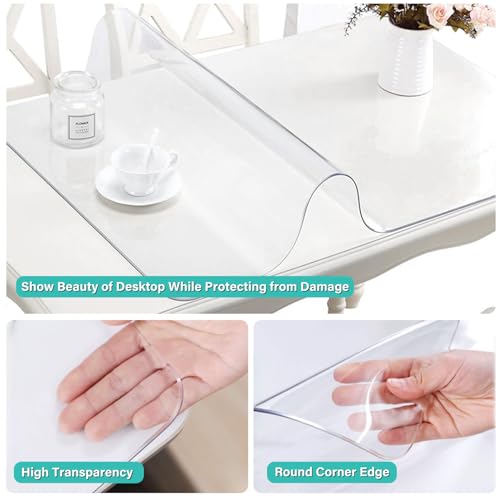 14x24 Inch Clear Table Cover Protector 1.5mm Thick PVC Clear Table Protector Clear Desk Mat Pad Plastic Table Cover Vinyl Desk Protector Mat for Office Dresser Writing Desktop - color: New Clear 1.5mm, size: 14 X 24 Inches