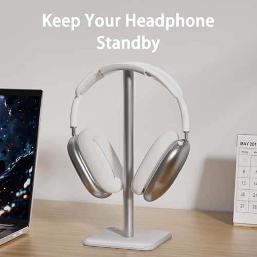 Headphone Stand - Headset Stand with Aluminum Hanger, Headphone Holder for AirPods Max, Sony, Bose, Beats and More (White) - color: White