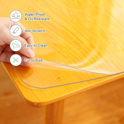 Clear Desk Mat 12 x 24 Inch, 1.5mm Thick Clear Table Protector, Protector for Dining Room Table, Waterproof Vinyl Tablecloth Pad Mat for Kitchen, Dresser, Writing Desk - size: 24" x 12"