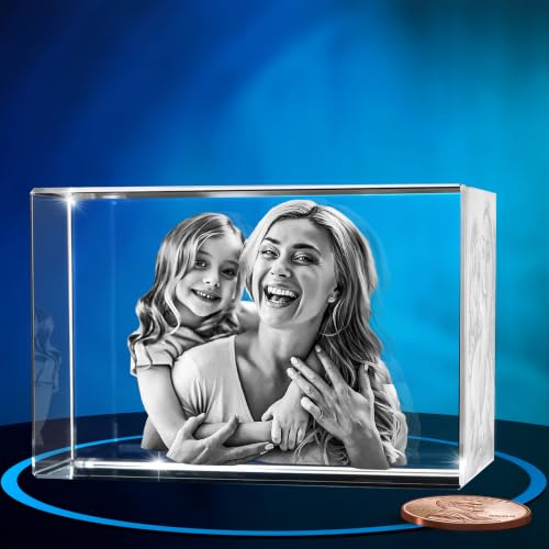 ArtPix 3D Crystal Photo, Personalized Gifts for Women, Wife, Mom, Her, Him, Men, Great Customized Gift With Your Own Photo - Anniversary, Wedding, Birthday - Custom Glass 3D Laser Etched Picture Frame - size: Mini, style: Landscape