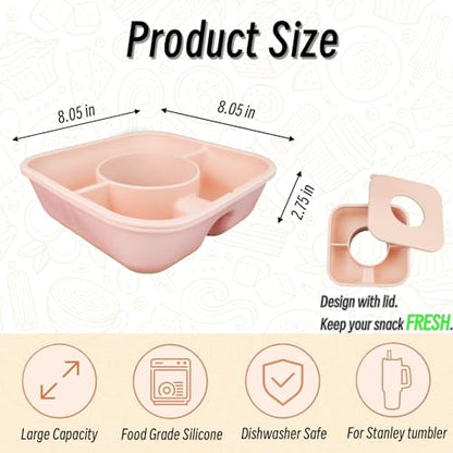Snack Bowl for Stanley Cup 40 oz Tumbler Snack Tray Reusable Snacks Holder with Lid, Silicone Snack Trays for Stanley Cup Accessories (Light Pink) - color: Light Pink