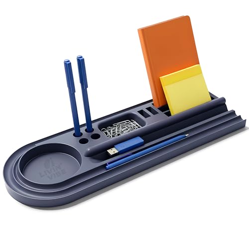 Silicone Desk Organizer – Blue Granite Color | Non-Slip, Flexible & Waterproof Tray for Office, Home, or Vanity | L 15.25” × W 5.5” | Durable Multipurpose Organizer for Desk Accessories