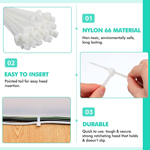 Shappy 30 Inch 50 Pcs Zip Ties Heavy Duty Strong Large Cable Wire Ties Zip Industrial Sturdy Wire, Awnings Tying Branches Bundling of Crops Fixed Water Pipes (White) - color: White, size: 30 inch