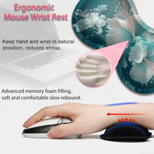 Large Gaming Mouse Pad + Wrist Rest+ Coaster Combo, 31.5 "x 11.8" Durable Non-Slip Extension Table Mat, Suitable for Office and Home, Blue Art Butterflies - color: Blue Art Butterflies