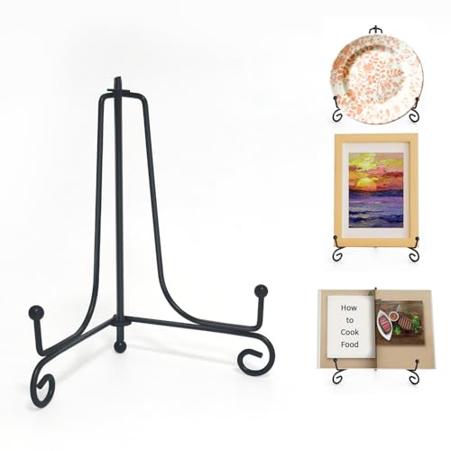Iron Plate Stands for Display, Foldable Book Holder & Easel Stand for Sign, Versatile Poster Stand and Small Plate Stand for Home Decor, Art, Photo Frame, Card, Crystal Display (Black, 8 inch (4Pcs)) - color: Black, size: 8 inch (4Pcs)