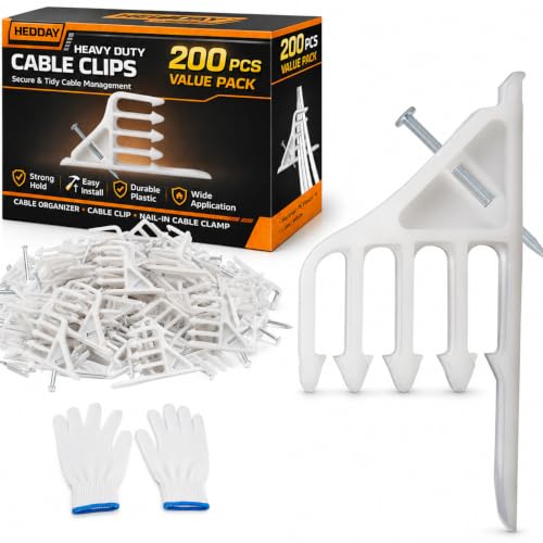 200 Pcs Multi-Cable Staples, Cable Stackers with Steel Nails Compatible with Romex NM Cable Coaxial, CAT5 CAT6 Data Cable, Electrical Wire Clip for Wood Studs In-Wall Wiring and Cable Management White - color: White, size: Without Locking Clip
