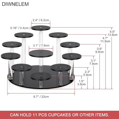 Round Jewelry Stand Acrylic Display Riser Stands Dessert Tower Display Tower for Watch,Jewelry,Rings,Earrings,Mini Figurines,Cupcakes(Black,11Tier) - size: Black-11 Tier