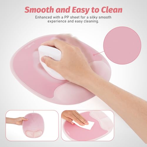 Ergonomic Mouse Pad with Wrist Rest & Elbow Support, Memory Foam Cushion, Non-Slip Base, Pain Relief for Office, Home & Gaming, Compatible with Vertical Ergonomic Mouse (Blush Pink) - color: Blush Pink