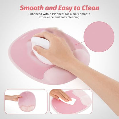Ergonomic Mouse Pad with Wrist Rest & Elbow Support, Memory Foam Cushion, Non-Slip Base, Pain Relief for Office, Home & Gaming, Compatible with Vertical Ergonomic Mouse (Blush Pink) - color: Blush Pink