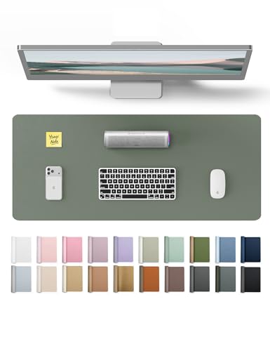 YSAGi Leather Desk Pad Protector, Office Desk Mat, Large Mouse Pad, Non-Slip PU Leather Desk Blotter, Laptop Desk Pad, Waterproof Desk Writing Pad for Home (23.6" x 13.8", Dark Green) - color: Dark Green, size: 23.6" x 13.8"
