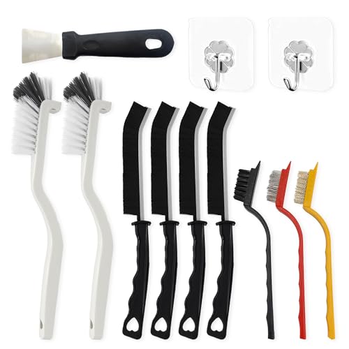 12Pcs Crevice Cleaning Brush, Multi-Purpose Hard Bristle Cleaning Brush Small Gap Scrub Brushes for Household Kitchen Gas Stove Bathroom Corner Window Grooves Keyboard Cup Teapot