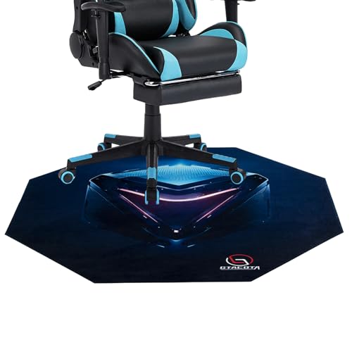 Office Roller Chair Mat, Gaming Chair Mat, Suitable for Hardwood and Tile Floors, Anti - Slip and Noise - reducing, Ideal for Home Offices and Game Rooms, Octagonal Carpet Mat (Blue) - color: Blue