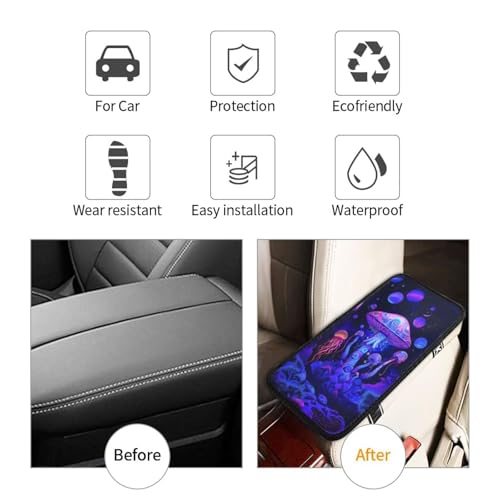 Center Console Cover Mushrooms Style Car Truck Interior Accessories Cute Boho Console Cover Purple Pink Armrest Cushion Pad Universal Fit for Most Vehicle, SUV, Truck - color: Mushroom