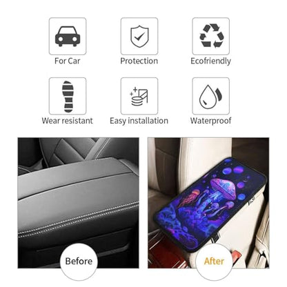 Center Console Cover Mushrooms Style Car Truck Interior Accessories Cute Boho Console Cover Purple Pink Armrest Cushion Pad Universal Fit for Most Vehicle, SUV, Truck - color: Mushroom