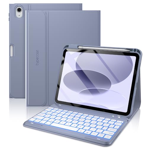 typecase Folio Keyboard Case for iPad 10th Gen 10.9 inch (2022) and iPad 11th (A16, 2025), Magnetic Wireless Detachable Keyboard, 7-Color Backlight, Thin & Light, Pencil Holder – Lavender - color: ‎‎‎‎‎‎‎ Lavender
