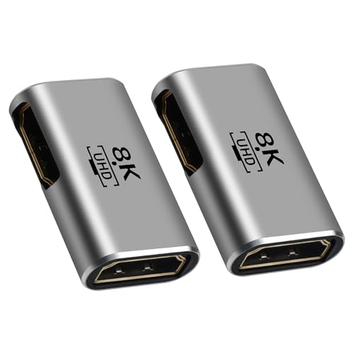 8K HDMI Coupler 2 Pack, Flat HDMI 2.1 Female to Female Connector HDMI Extension Adapter, Supports 4K@120Hz,8K@60Hz, 2K, Compatible with HDTV, Monitors, Laptop, Projector, PS5/4, Xbox X - color: HDMI Female to Side Female Coupler, size: 2 Pack