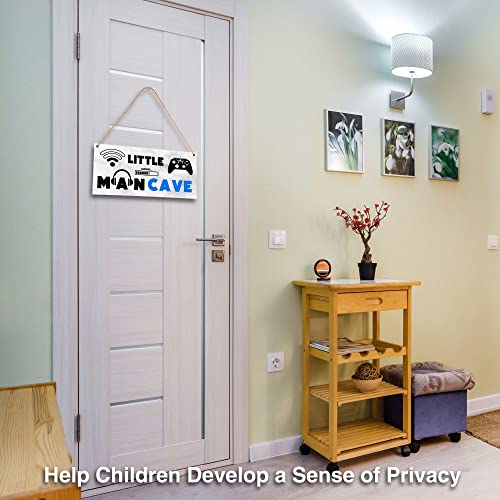 Little Man Cave, Gaming Wooden Door Sign for Gamer Room Decor, Boys Decorations for Bedroom Nursery Playroom Wall Art (5"x10") -A01 - style: Gaming
