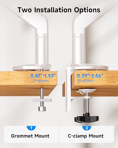BIZUM Heavy Aluminum Monitor Stand 17 to 43 Inch Monitor Arm, Adjustable-Monitor Mount up to 33lbs with Clamp and Grommet Base, VESA 75x75/100x100mm White - color: White