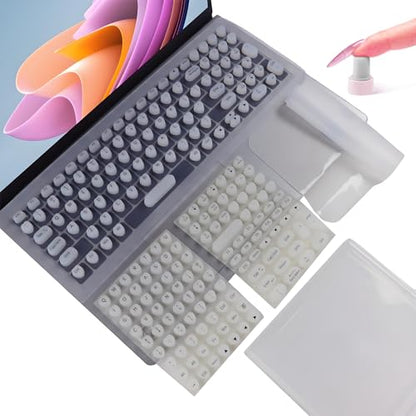 Long Nail Keyboard Stickers & Cover for Long Nails - 119 Keys Set, Fits 15-17 Inch Laptops, Portable Plastic Storage Case, Ideal Gift (White) - color: Grayish-white
