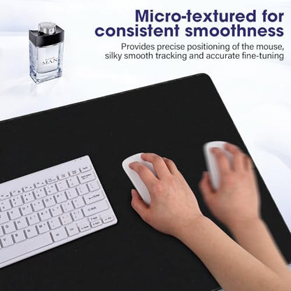 Large Extended Mouse Pad with Stitched Edges 35.4"x15.7" - Waterproof Desk Mat, Non-Slip Rubber Base for All-Desk Coverage, Perfect for Gaming Office Home, Black