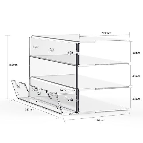 Keyboard Stand for Desktop 3 Layer Acrylic Stand Gaming Keyboard and Mouse Storage Thicken Dustproof Storage Holder Holds up 4 Keyboards,3 Mice,folder etc for Office,Home,School,Kitchen(Transparent)
