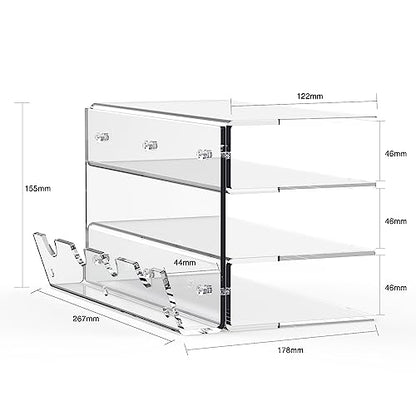 Keyboard Stand for Desktop 3 Layer Acrylic Stand Gaming Keyboard and Mouse Storage Thicken Dustproof Storage Holder Holds up 4 Keyboards,3 Mice,folder etc for Office,Home,School,Kitchen(Transparent)