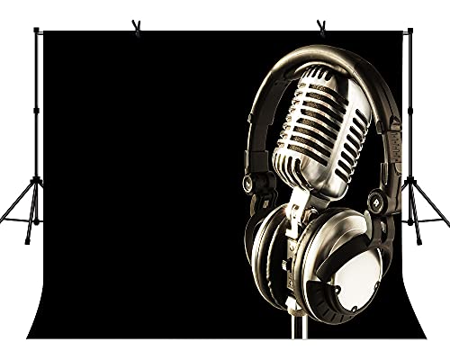 9x6ft Music Theme Birthday Background Microphone Birthday Party Decoration Music Theme Party Photography Background Props BJAY13 - size: 9x6FT