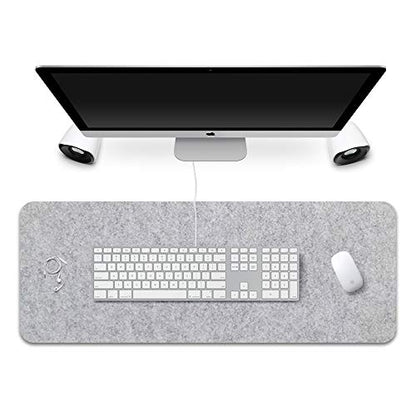 Extended Gaming Mouse Pad, Non-Slip Desk Pad, Desktop Protector, Writing Mat, Felt Desk Mat for Office and Home, 0.12 Inch Thick (Light Gray)