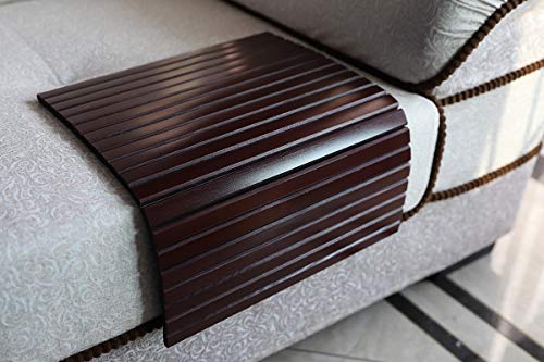 GEHE Sofa Arm Tray Table Flexible/Foldable Couch Arm Tray Armrest Table Perfect for Drink Snacks Great Arm Table for Couch Armrest (16.5" L x 13.25" W x 0.4" H, Mahogany) - color: Mahogany