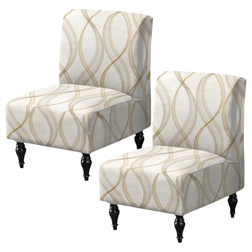 FUANGUI Armless Accent Chair Cover Slipcover, Stretch Spandex Chair Covers for Living Room Removable Washable for Armless Chair Furniture Protector - color: A6, size: 2pcs