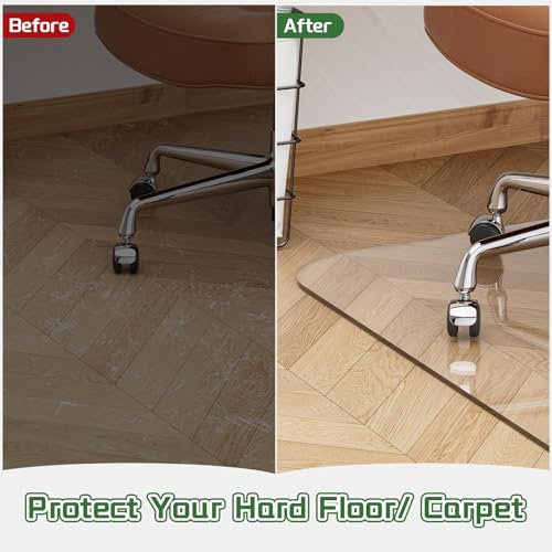 PET Office Chair Mat for Carpet - 36" X 48'' X 0.2" Thick Clear Shatterproof Office Chair Mat, Easy to Unroll and Lay Flat, Superior Glide, Heavy Duty Protection for Office Home Hardwood and Carpets - size: 36" X 48" - 5 MM PET