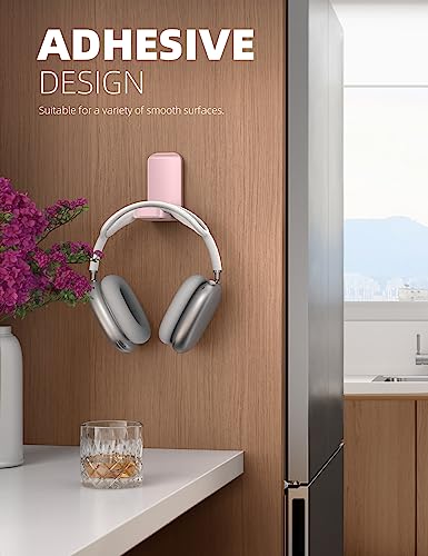 Lamicall Headphone Stand, Sticky Headset Hanger - Adhesive Headphone Holder Hook Mount, Headset Stand Holder Clip Under Desk, Earphone Clamp for Airpods Max, HyperX, Sennheiser, Pink - style: Pink - One Pack