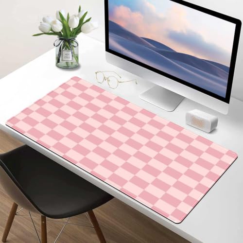 Large Pink Mouse Pads for Desk, XXL Checkered Pattern Mouse Pad, Square Premium Texture Computer Cute Mousepad for Office Work Home,Non-Slip Rubber Gaming Mouse Pads Modern Aesthetic - color: B3