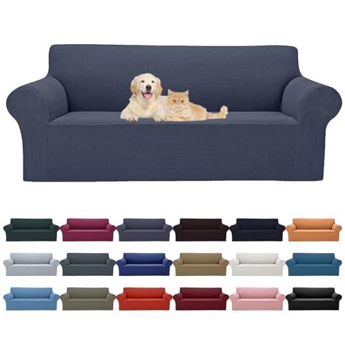 Cupuamon 2026 New Stretch Sofa Slipcovers Couch Cover for 3 Cushion Furniture Protector Sofa Covers with Elastic Bottom Jacquard Fabric Small Checks for Pets, Kids -Sofa, Charcoal - color: Charcoal, size: Sofa