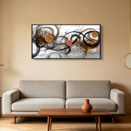 XLSJERST Black and Orange Picture Artwork - Boho Abstract Wall Art for Living Room Office Canvas Pintings Modern Minimalist Frame Wall Art 40x20 Inches - color: Black and grey brown, size: 20x40 inches