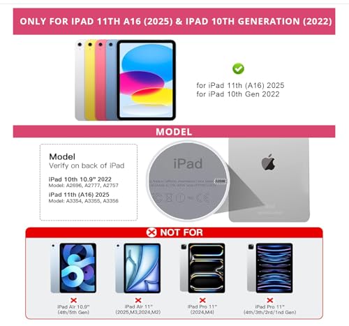 RAYMCRAFT for iPad 11th(A16, 2025)/10th Generation Case with Keyboard, Magic Keyboard 2022, Springy Backlit Keys, Stain-Resistant Surface, Multi-Touch Trackpad, Azalea Red - color: Azalea Red