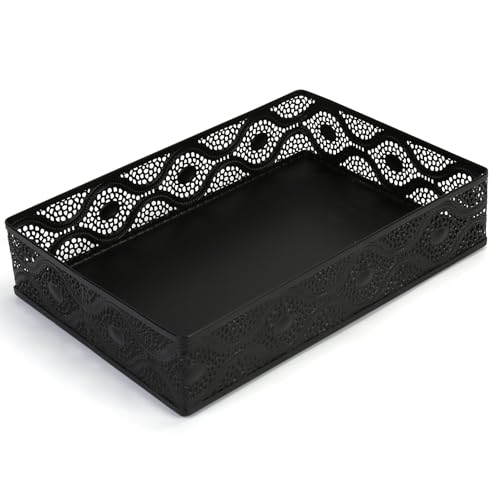 Desk Drawer Organizer, A4 Large Metal Mesh Desk Organizer Tray, Carved Hollow Floral Desk Tray, Versatile Storage Box Set for Office Home Supplies,13x9x3 inches (Curved,1 PC) - color: Curved