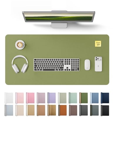 YSAGi Leather Desk Protector, Office Mat, Large Mouse Mat, Non-Slip PU Leather Blotter, Laptop Pad, Waterproof Writing Pad for Office and Home (Green, 35.4" x 17") - color: Green, size: 35.4" x 17"