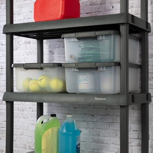 Sterilite 18-Pack Plastic Storage Bins w/ Lids, Shelf Totes Clear Containers, 25 Qt, Gray - size: 25 Quart Tote, style: 18 Pack